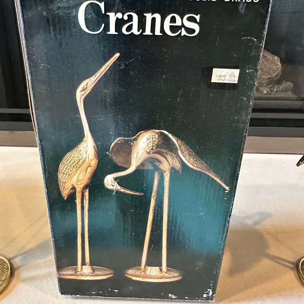 Vintage Brass Heron Sculptures
